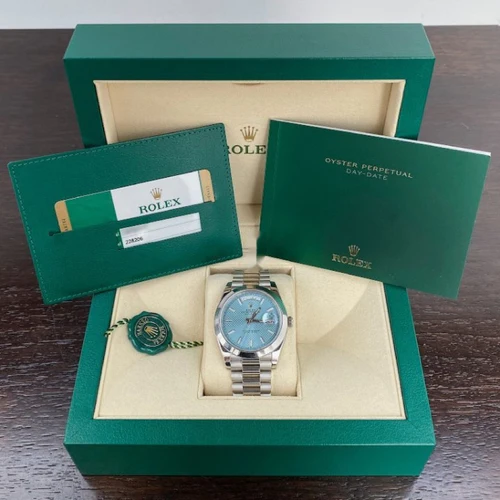 Rolex Day-Date 40 Platinum 228206 | Ice Blue Motif Dial Box & Papers 2018 - Image 2